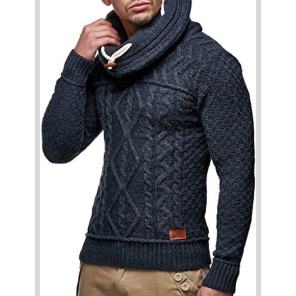 Men's Leif Nelson Chunky Knitted Turtleneck Sweater Black‎ Size Small Casual